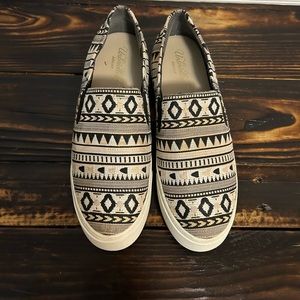 Unbridled by Ariat Women's Platform Flats Slip On Shoes 9 Black Gold White